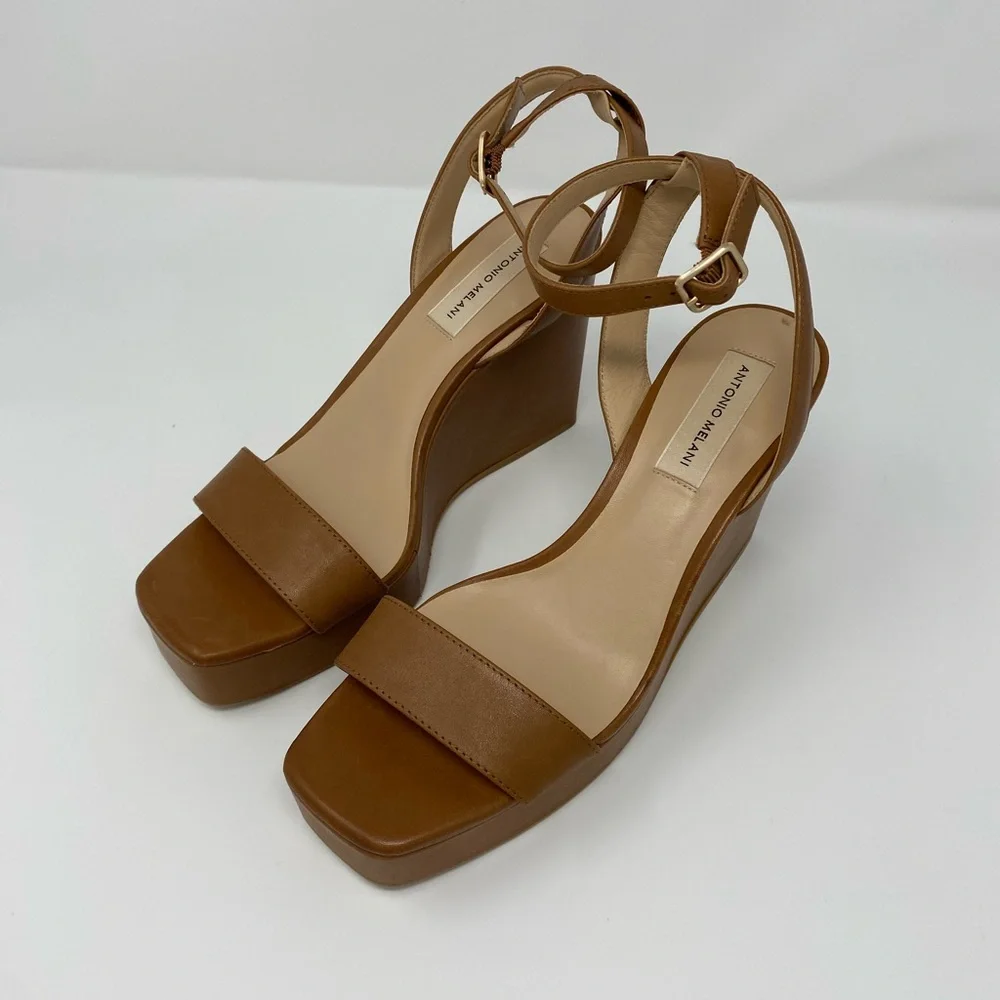 Antonio Melani wedge platform sandal women 8.5 Brown minor scratches. New no box - Picture 3 of 8